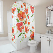 優しいオレンジケシの水の色パターン シャワーカーテン (インサイチュ)