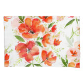 優しいオレンジケシの水の色パターン 枕カバー (正面)