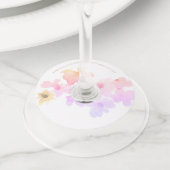 *~* 優しいオンブレ ピンクの花の水彩 ワイングラスタグ (クローズアップ)