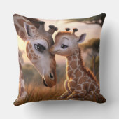 優しいキリン愛 : 赤ちゃんがお母さんにキス クッション (裏面)