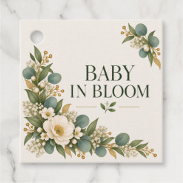 優しいグリーンのボタニカルフラワー Baby in Bloom フェイバータグ
