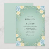 優しいグリーンの春の結婚式 招待状 (正面/裏面)
