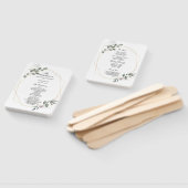 優しいグリーンの水彩の葉のフレームと花 ハンドファン (組立なし)