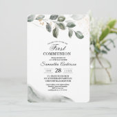 優しいグリーン 水彩の葉 | ゴールドダスト 招待状 (スタンド正面)