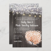 優しいコーラル色のハートの葉の木の森のエレガントなウェディング 招待状 (正面/裏面)