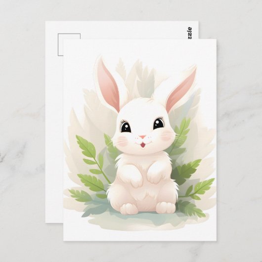 優しいシダ:ベビーの間の離れウサギ ポストカード (正面/裏面)