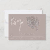 優しいシンプルなエンボス加工のトロピカルリーフの招待状 出欠カード (正面)