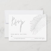 優しいシンプルエンボスパームリーフRSVP 出欠カード (正面)