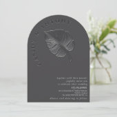 優しいシンプルエンボス熱帯性の葉をすべて1つ 招待状 (スタンド正面)