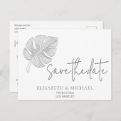 優しいシンプルエンボス熱帯葉 案内ポストカード (正面/裏面)