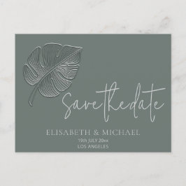 優しいシンプルエンボス熱帯葉 案内ポストカード