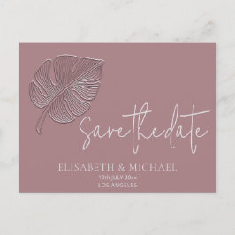 優しいシンプルエンボス熱帯葉 案内ポストカード