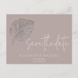 優しいシンプルエンボス熱帯葉 案内ポストカード