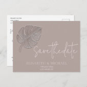 優しいシンプルエンボス熱帯葉 案内ポストカード (正面/裏面)