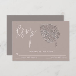 優しいシンプルエンボス熱帯葉RSVP 出欠カード