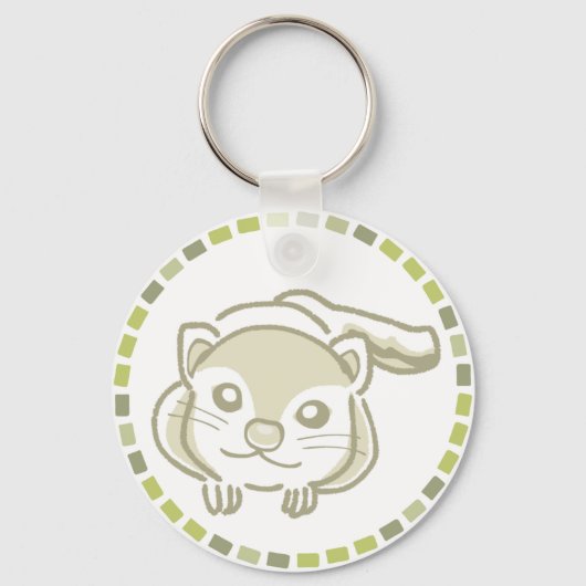 優しいタイル模様＆ムササビイラスト キーホルダー (正面)