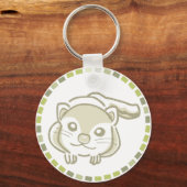 優しいタイル模様＆ムササビイラスト キーホルダー (正面)