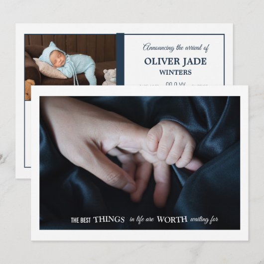 優しいタッチの写真 出生発表 案内状 (正面/裏面)