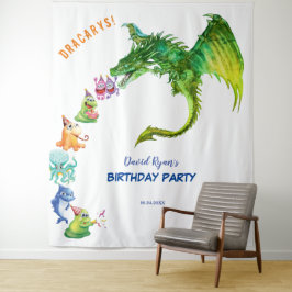 優しいドラゴンのモンスター誕生日写真バックドロップ タペストリー