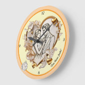 「優しいハート愛」 ラージ壁時計 (傾斜)