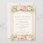 優しいバラヌンカとローズガーデンのベイビーシャワー 招待状 (正面)
