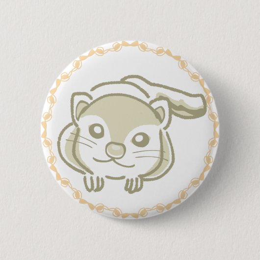 優しいパステルカラーのムササビ 缶バッジ (正面)