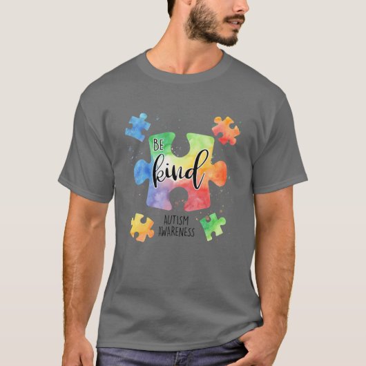 優しいパズルがかわいい自閉症の認識を示す Tシャツ (正面)