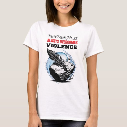 優しいパワーの女性ホワイト Tシャツ (正面)