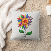 優しいヒマワリ – 自閉症意識 クッション (ブランケット)