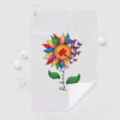 優しいヒマワリ – 自閉症意識 ゴルフタオル (インサイチュ)