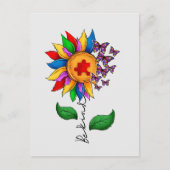 優しいヒマワリ – 自閉症意識 ポストカード (正面)
