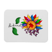 優しいヒマワリ – 自閉症意識 マグネット (横)