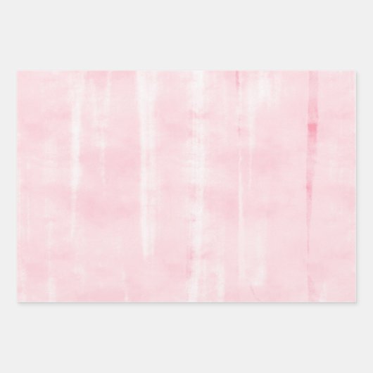 優しいピンクとクリームの水彩花とさりげないストライプ ラッピングペーパーシート (正面3)