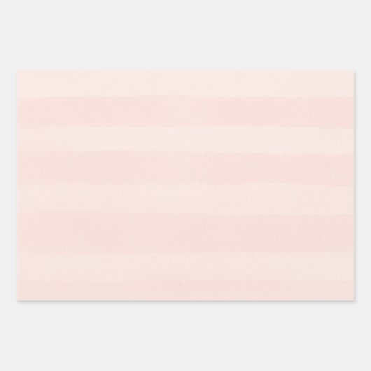 優しいピンクとクリームの水彩花とさりげないストライプ ラッピングペーパーシート (正面2)