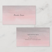 優しいピンクとグレーのかわいいモダン水彩ガーリーグロム 名刺 (正面/裏面)