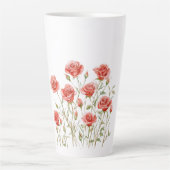 優しいピンクとロマンチックな赤いバラのブライダルシャワー カフェラテマグ (正面)