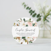 優しいピンクと白の美しい花のカップルシャワー 招待状 (スタンド正面)