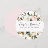 優しいピンクと白の美しい花のカップルシャワー 招待状 (正面/裏面)