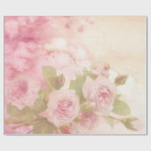 優しいピンクのバラのパターン ラッピングペーパー (フラット)