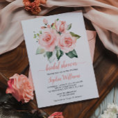 優しいピンクのバラの花 緑の装飾 ブライダルシャワー 招待状