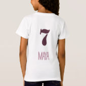 優しいピンクのバレエ 7歳の誕生日お祝いデザインの韻 Tシャツ (裏面)