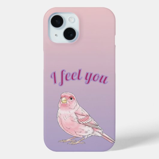優しいピンクの水彩画で描かれたさえずるカナリアの鳥アート Case-Mate iPhoneケース (裏面)
