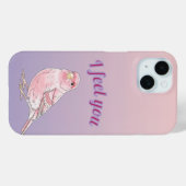 優しいピンクの水彩画で描かれたさえずるカナリアの鳥アート Case-Mate iPhoneケース (裏面 (横))