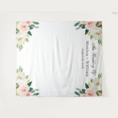 優しいピンクの花のウェディングフォトバックドロップ タペストリー (正面(横))