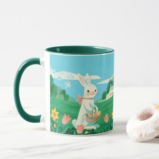 優しいファーマーバニーのKind+Ones+Whimsicalコーヒー マグカップ (ドーナツ)