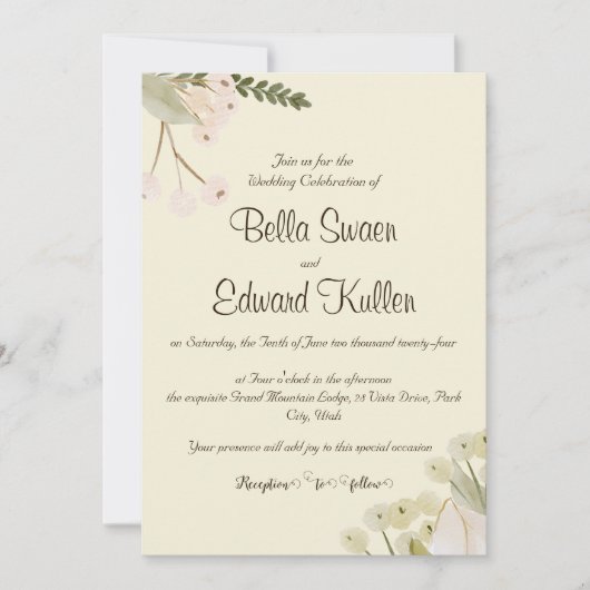 優しいフローラ結婚式招待状 招待状 (正面)