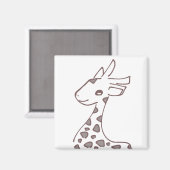 優しいブラウンのきりんデザイン マグネット (正面/裏面)