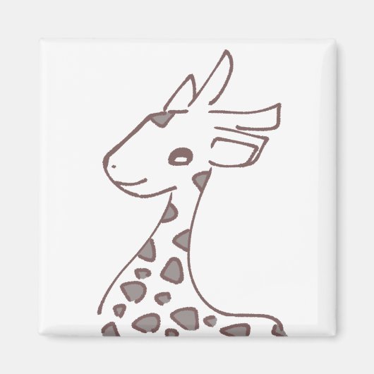 優しいブラウンのきりんデザイン マグネット (正面)