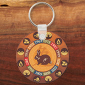 優しいブラウンラビット十二支 春の誕生日 キーホルダー (正面)