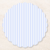 優しいベビーブルー淡い空色と白のストライプ ペーパーコースター (正面)